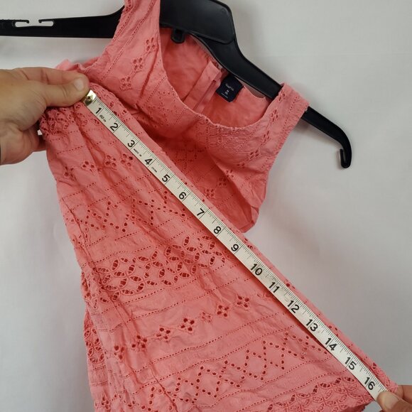 Gap Kids Peachy Pink Patterened Eyelet Embroidered Sleeveless Dress Sz M 8 - Picture 11 of 11